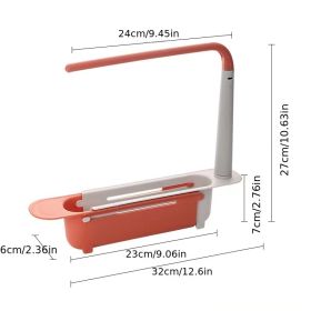 Sink Rack; Telescopic Drain Rack; Kitchen Supplies; Multi-functional Pull-out Storage Rack; Can Be Hung Dishwashing Rag Rack (Color: Red)